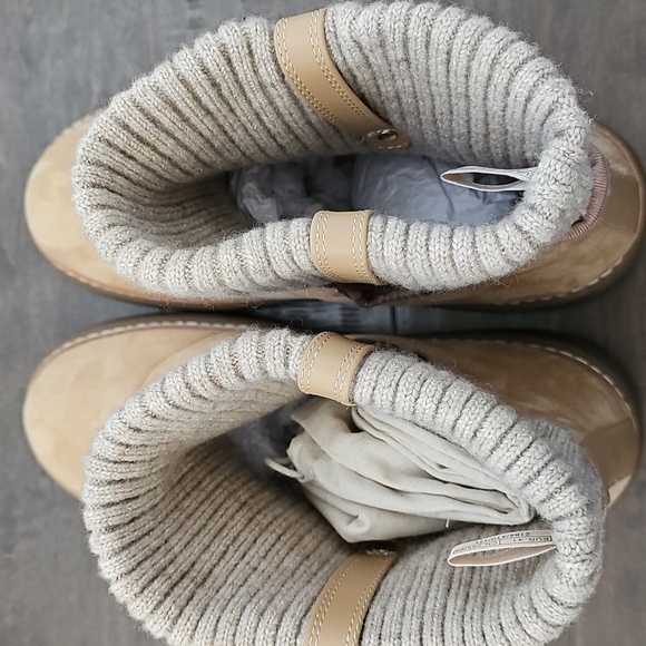 New Zara Tan Winter Booties with Knit Collar Sz 10 - Picture 9 of 9